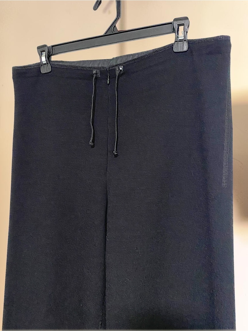 Annette Gortz Womens Black Virgin Wool Wide Leg Avant Garde Drawstring Pant L - Picture 2 of 10